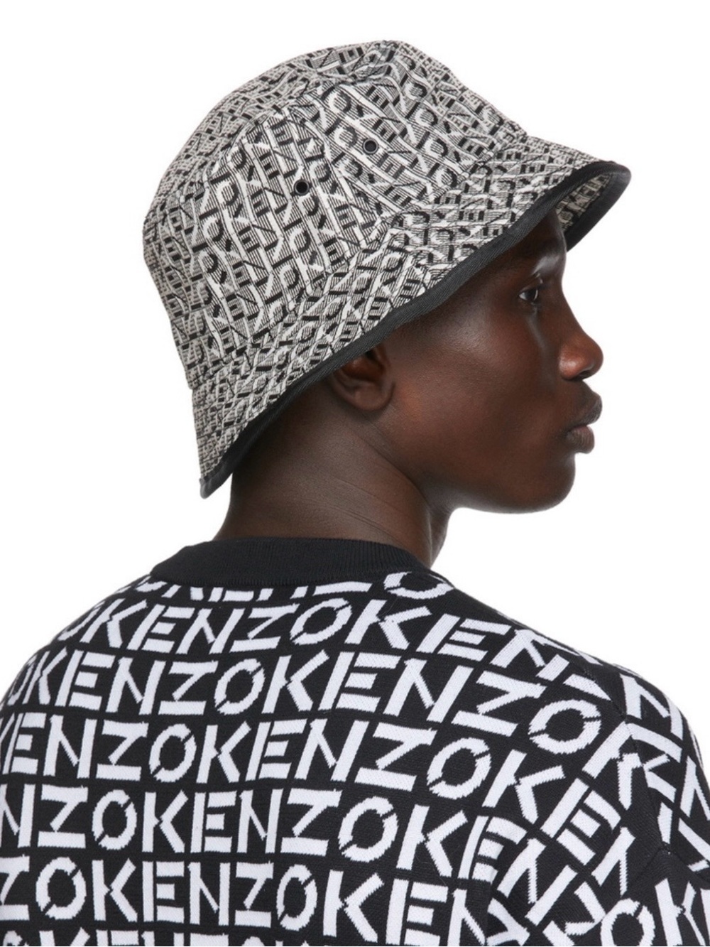 Kenzo Black & White Monogram Bucket Hat